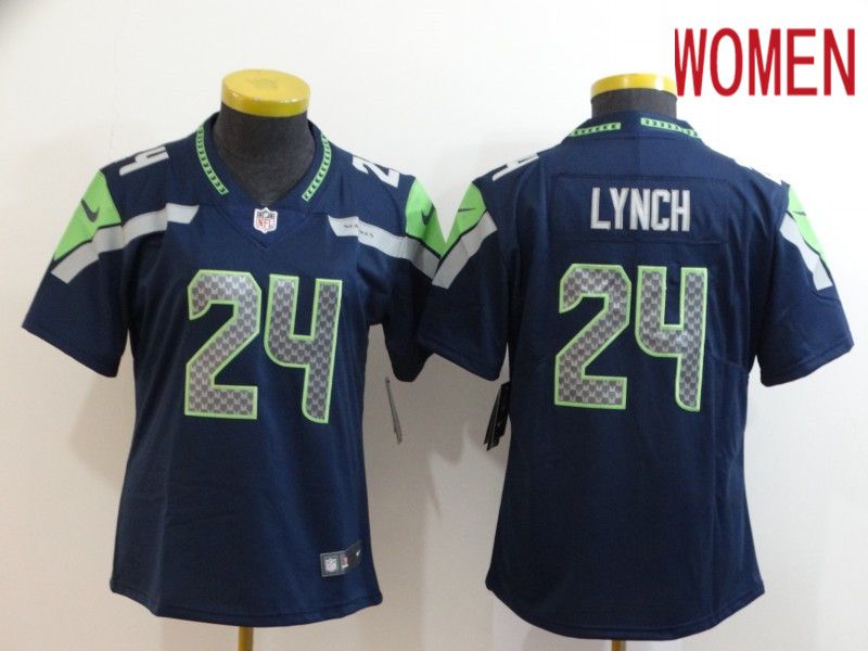 Women Seattle Seahawks #24 Lynch Blue Nike Vapor Untouchable Limited NFL Jersey->women nfl jersey->Women Jersey